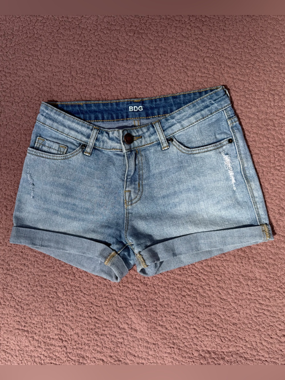 BDG Light Wash Denim Cuffed Shorties